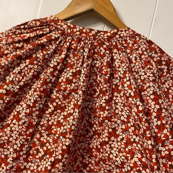 APIECE Apart Mitte Top Floral Blouse Red flowers Patterned Poplin Cotton Organic - Picture 6 of 12